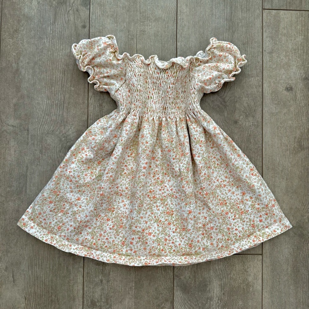 Vintage Baby Girl MiniWear Smocked Boho Garden Dress 18 Months puff short sleeve